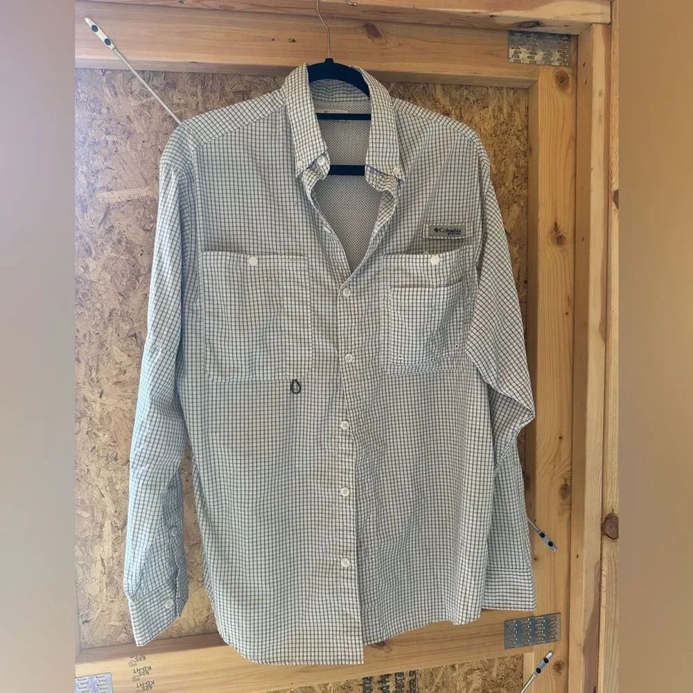 Columbia Men's Casual Checkered Shirt - Tan and White